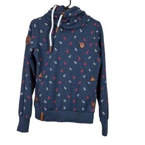 Naketano Anchor Hoodie Navy Blue Size Medium